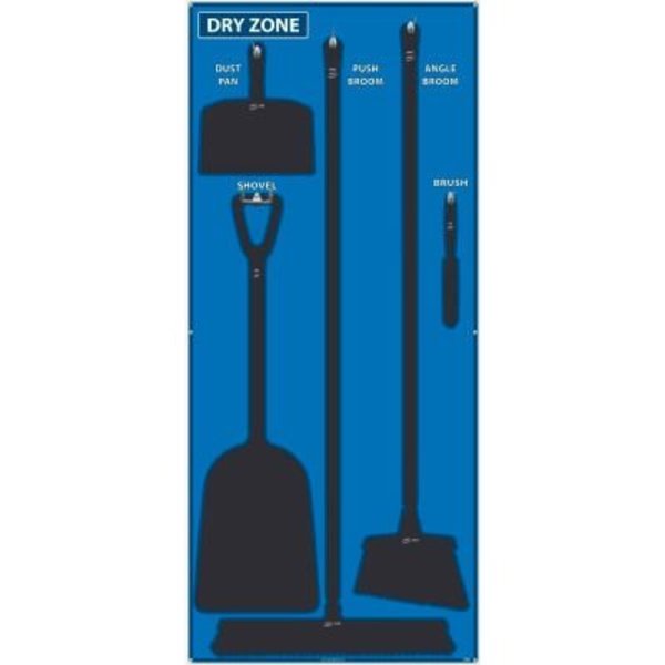 Nmc National Marker Dry Zone Shadow Board, Blue/Black, 68 X 30, Aluminum - SB132AL SB132AL